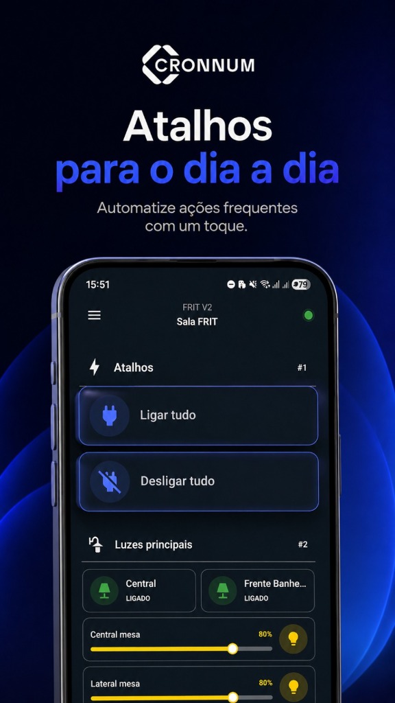 Atalhos no app Cronnum